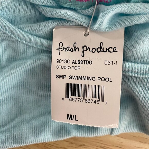 Fresh Produce Studio Top M/L Swimming Pool Blue Long Sleeve Solid NWT TP-2552 - Picture 7 of 11